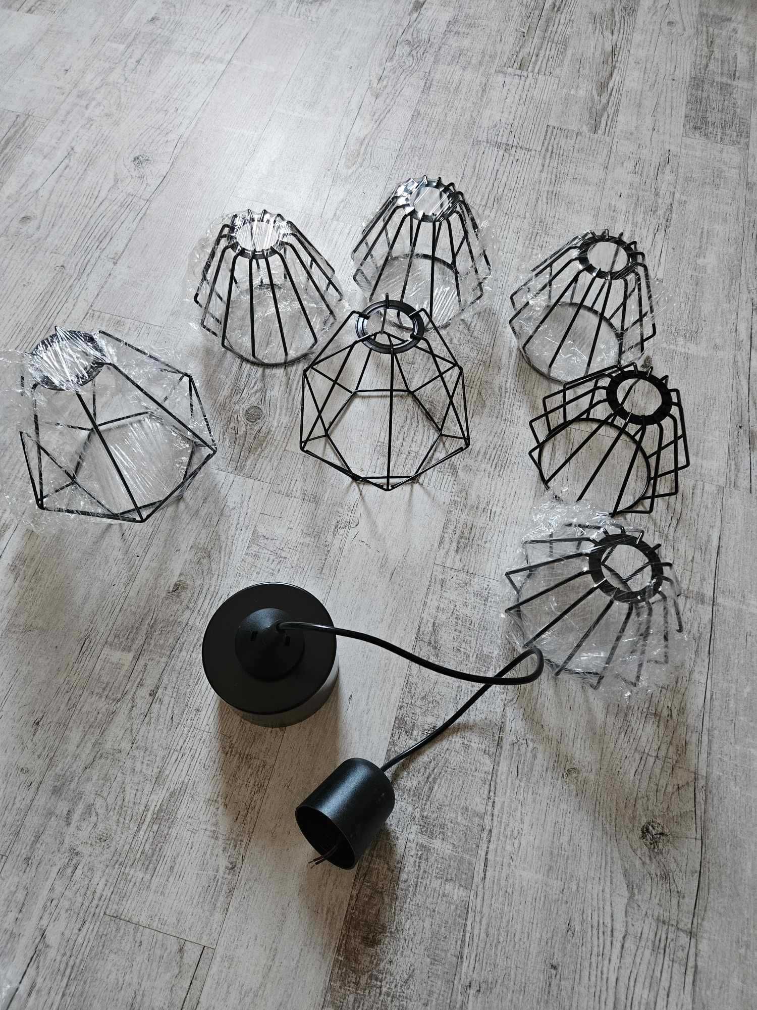 Komplet zestaw 8 lamp loft brylant czarne wiszące