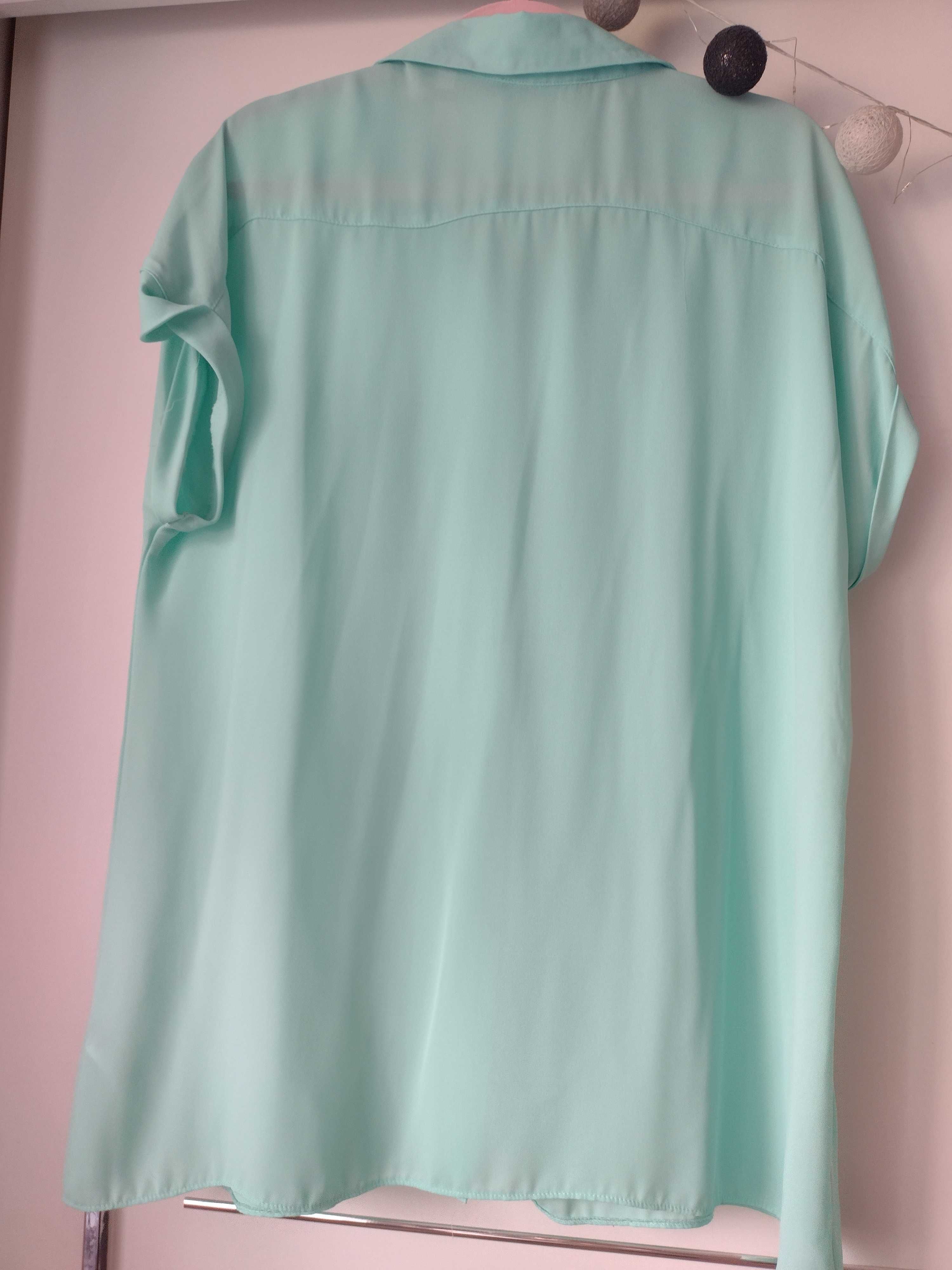 Miętowa Bluzka koszula mgiełka plus size 48