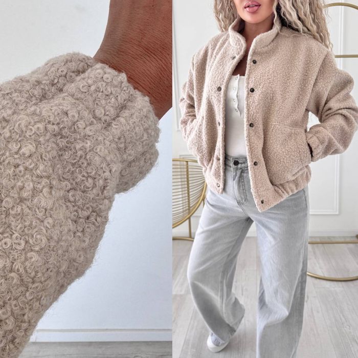 Бомбер жіночий барашек . Кофта на пуговках. Кашемір Букле