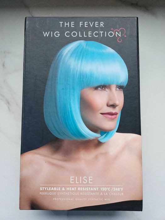 Peruka niebieska błękitna bob The Fever Wig Collection neon aqua