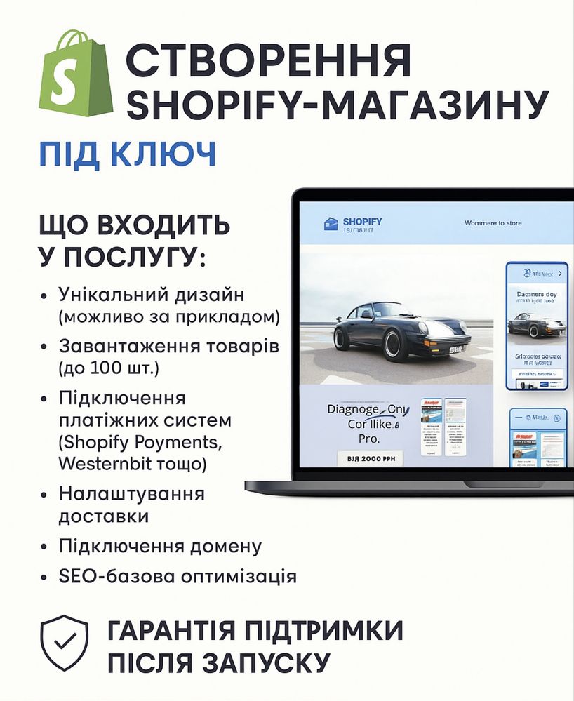 Шопіфай-Shopify під ключ за 3 дні
