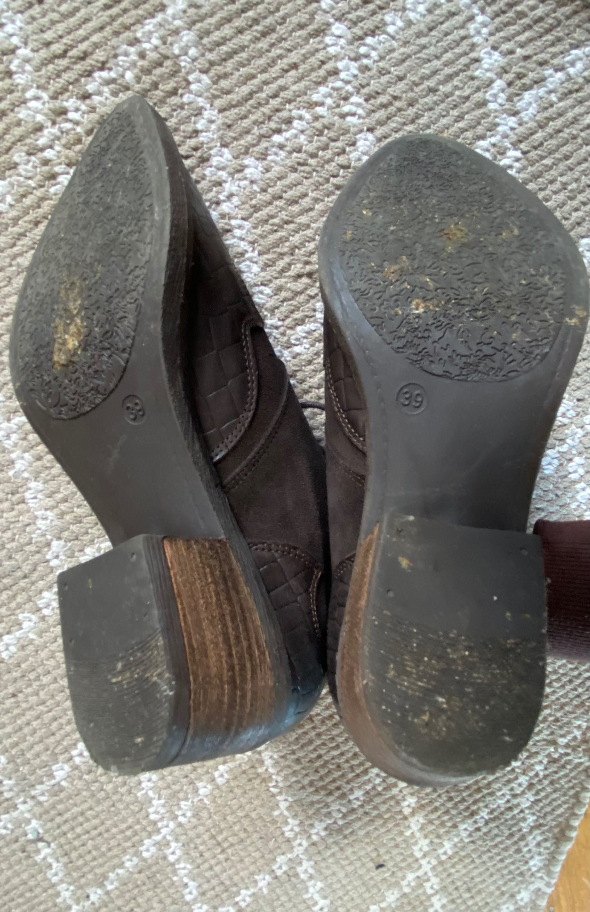 Oryginalne zgrabne buty na niskim obcasie kowbojki - 100% skóra