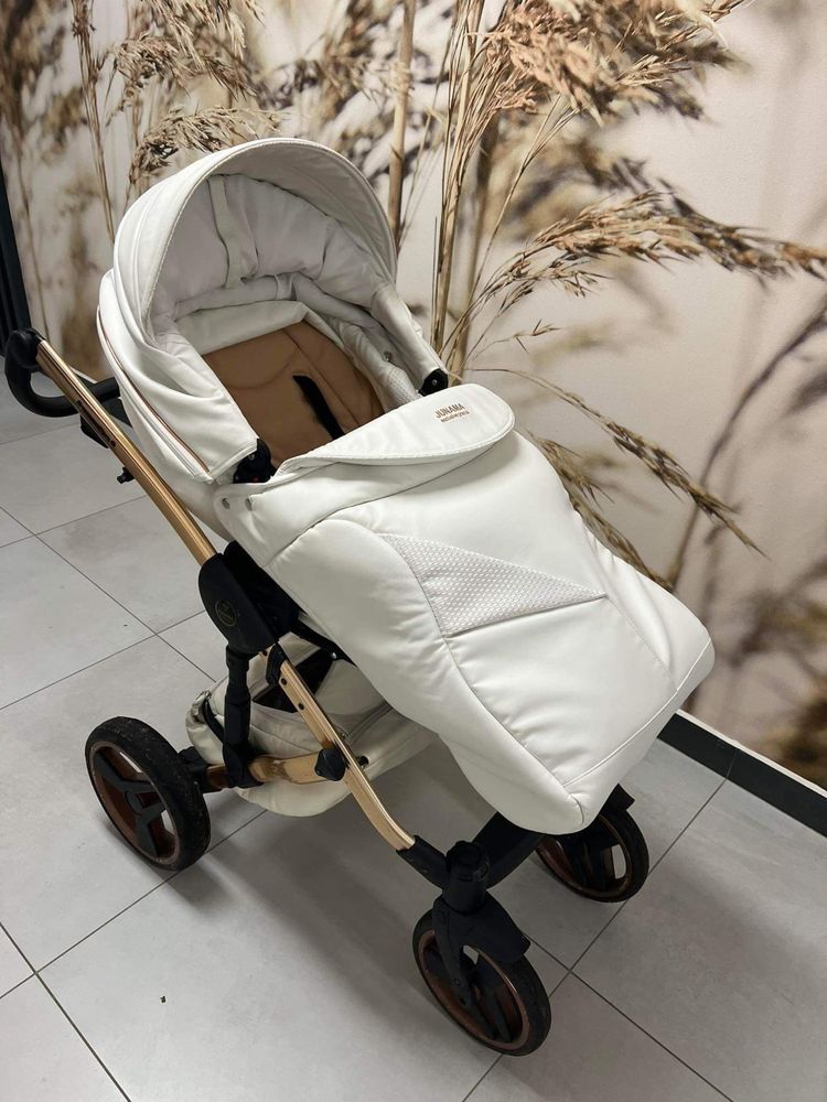 Wózek 2w1 Junama Diamond Exclusive Prams Gondola i Spacerówka Biały