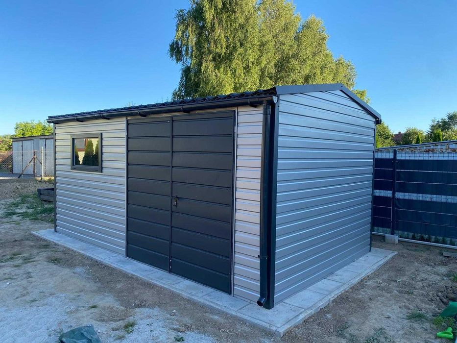 Garaż Blaszany 5x3 Dwuspadowy RAL 9006 Srebrny + BTX 7016 Antracyt