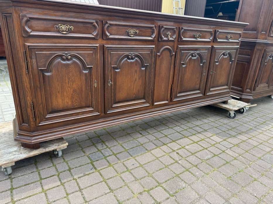 Zestaw mebli-komoda witryna stół krzesła w całości dębowe