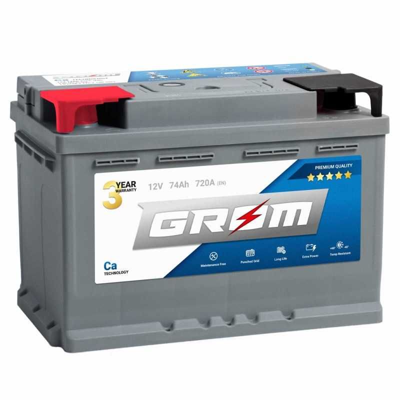 Akumulator 12V 74Ah 720A LEWY + Grom Premium 3 Lata Gwarancji