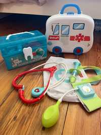 Zabawkowy zestaw medyczny oraz dentystyczny