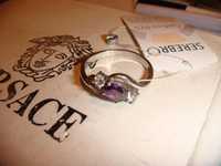 Серебряное кольцо с аметистом и фианитами