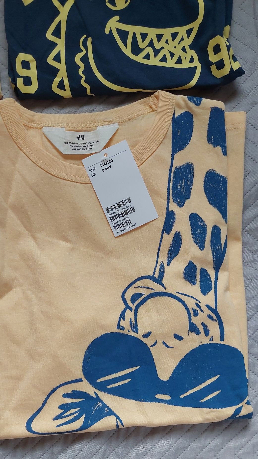 NOWE 6 koszulek tshirt H&M 134 140 dinozaur aura pojazdy koparki paka