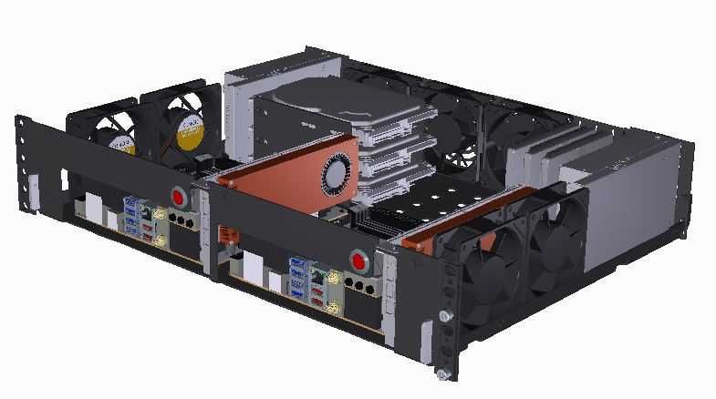 Obudowa RACK do szafy 19 cali R-CASE 2 PRO / Serwer 2x mATX, 2 x FLEX