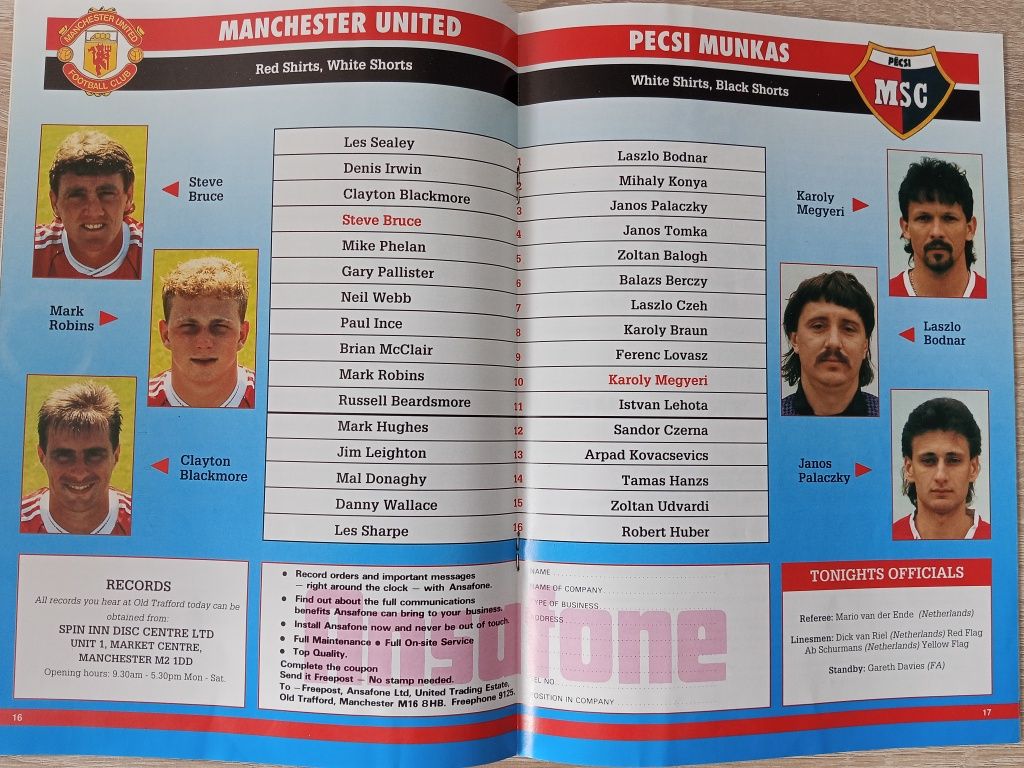 Manchester United programy meczowe 1990/1991  z PZP
