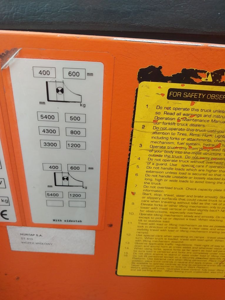 Wózek widłowy elektryczny Rocla Palecia windak masztowy triplex wysoki