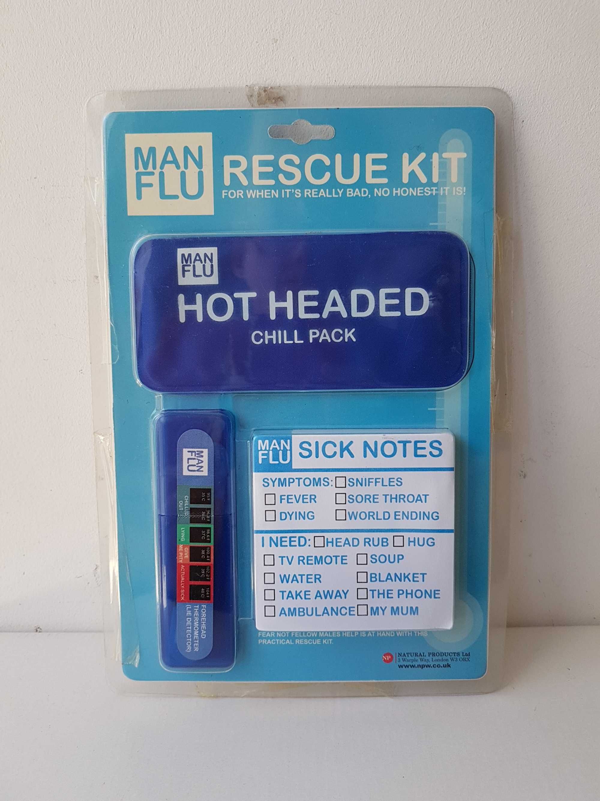 MANFLU Rescue Kit Zestaw dla mężczyzny Okład chłodzący czoło Termometr