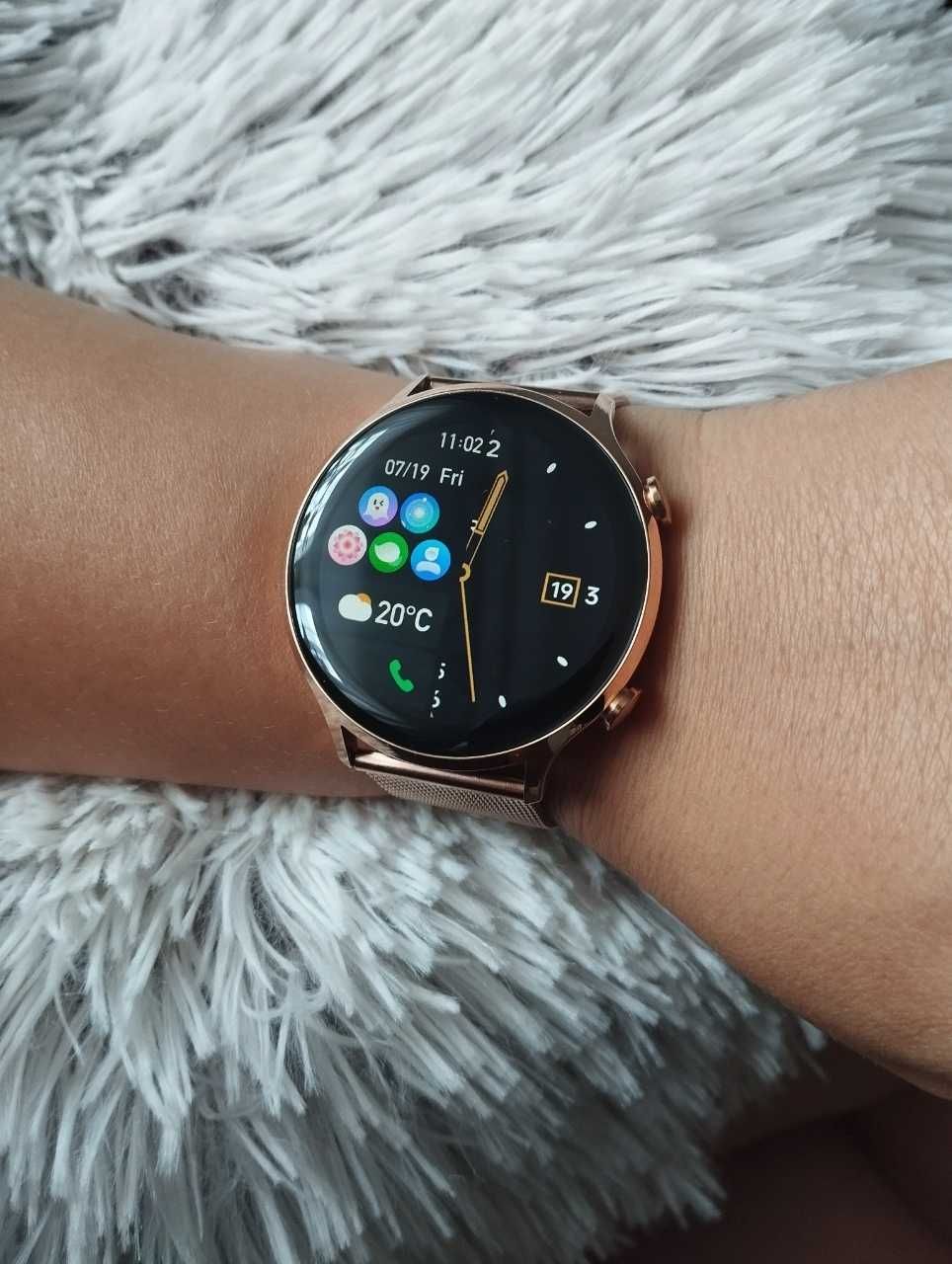NOWY Smartwatch damski zegarek złoty IP67 rozmowy 4 paski w zestawie