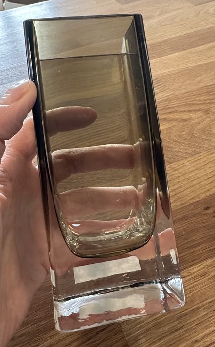 Kryształowy Szklany wazon dymiony kolor ciężki dekoracja 1215