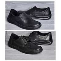 39-47 Кожаные черные прошитые харьковские мужские туфли! Шнурок резика