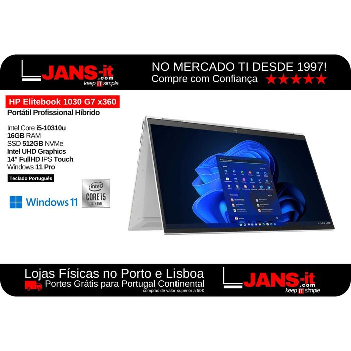 Híbrido HP 1030 G7 x360 i5-10310 | 16GB | SSD 512Gb | 13.3" FHD Touch