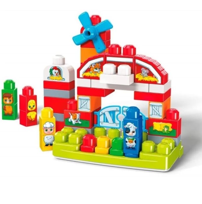 Farma z wydającymi dzwięk zwierzątkami, klocki Mega Bloks Fisher price