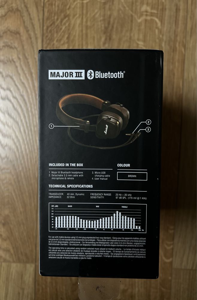 Навушники безпроводні Marshall Major 3 Bluetooth коричневі, чорні