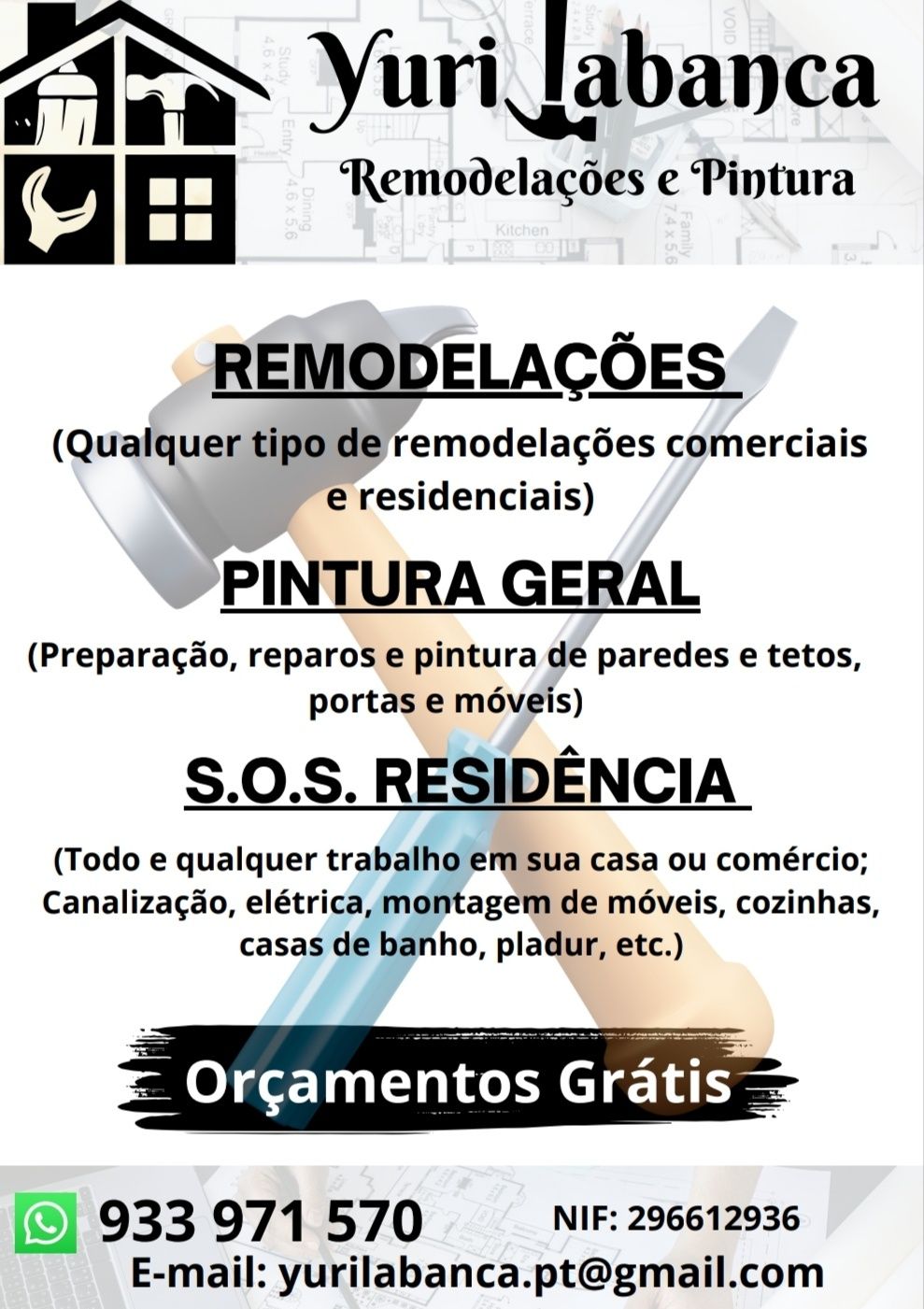 Remodelação, pintura, chão flutuante, Pladur, montagem de moveis, etc.