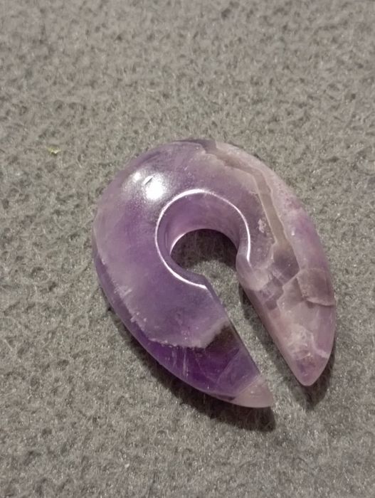 Сережки плаги  тонелі , з натурального каменю Аметист. 10-11 см