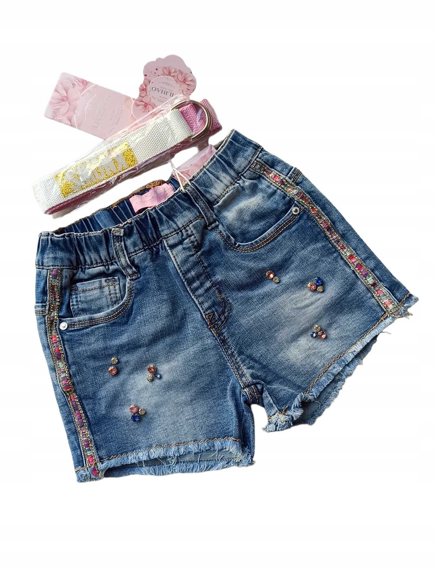 Spodenki szorty jeansowe dziewczęce gumka nowy 110-116