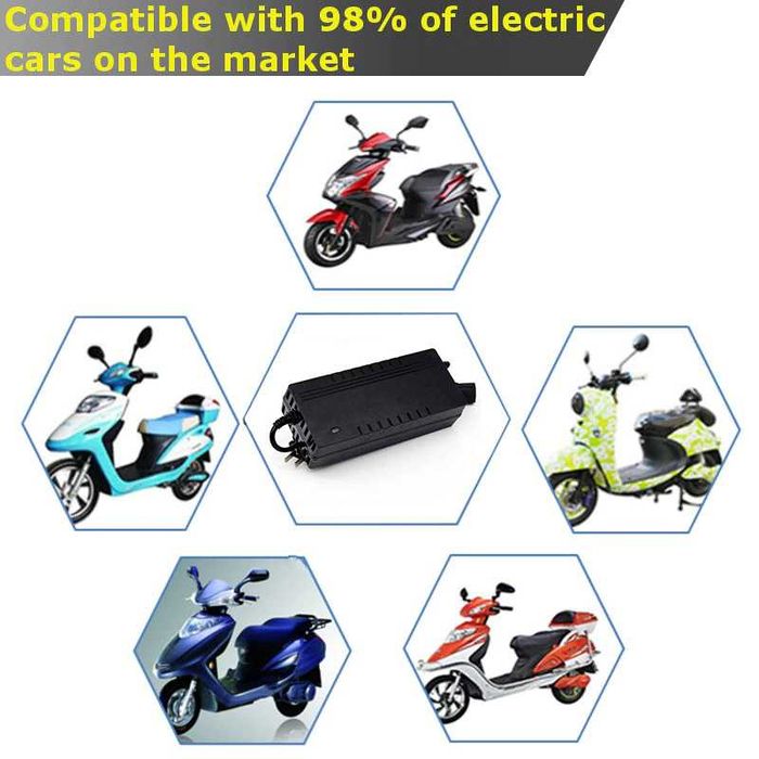 Carregador Bateria Chumbo 48V/60V/72V 2A p/ Scooter/Bicicleta Elétrica