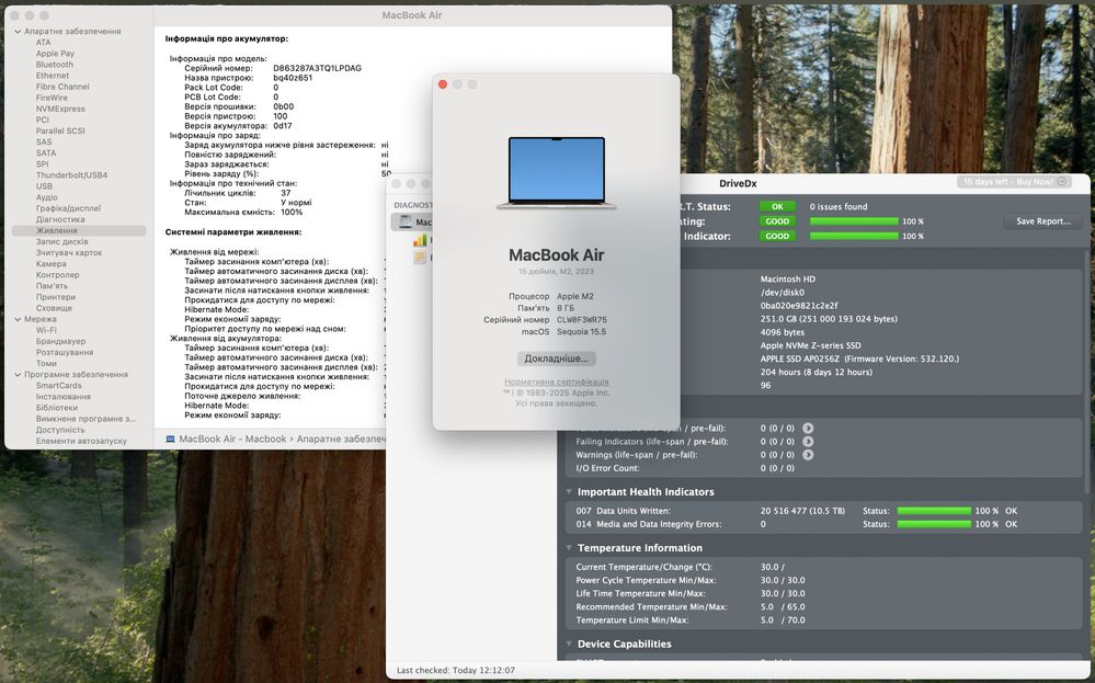 Новий! MacBook Air 15 2023 M2 8gb Ram SSD 256gb 100% 37 циклів A2941