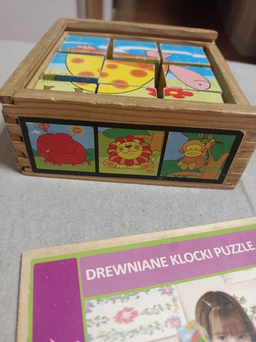 Drewniane klocki puzzle 6w1