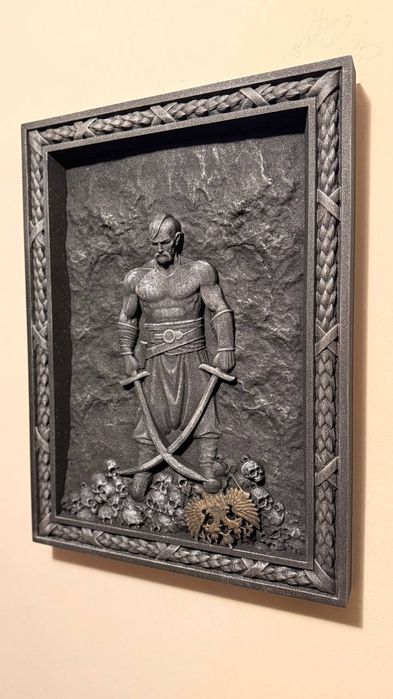 "Козак Мамай" - різьблена картина з дерева, патріотичний подарунок