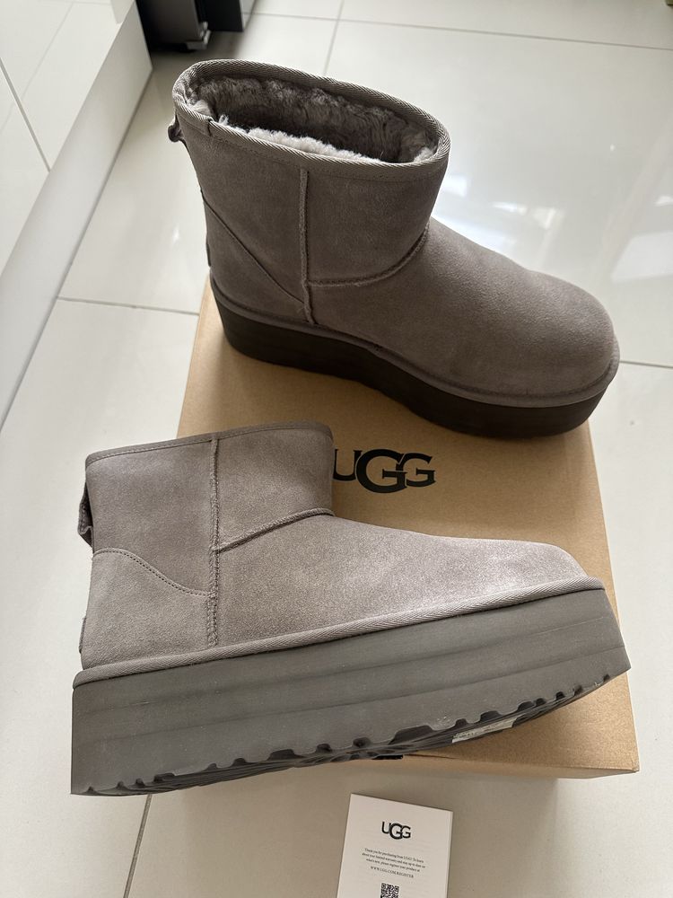 Botki UGG Classic Mini Platform nowe z metką rozmiar 42 szare beżowe