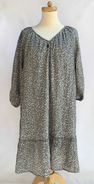 Sukienka Szara Panterka Cętki KappAhl L 40 Rozkloszowana