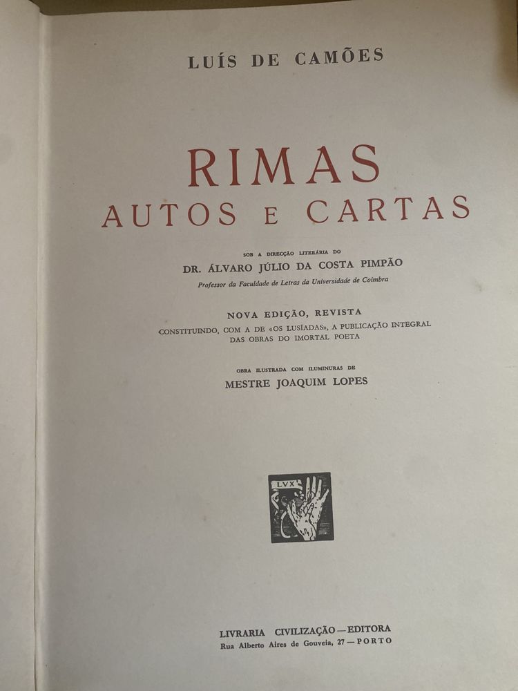 "Rimas, Autos e Cartas" - Luís de Camões