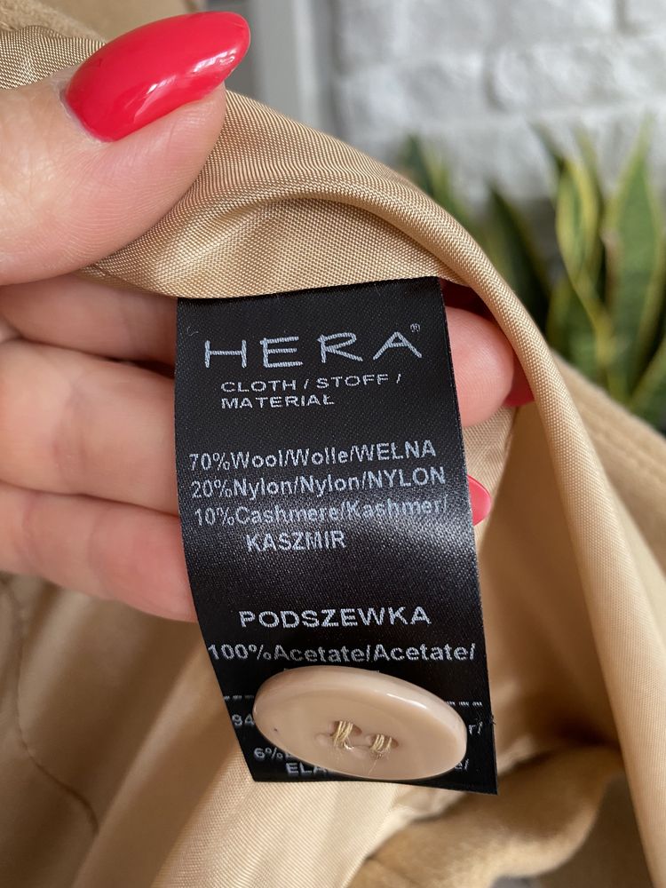 Płaszcz Polska moda Hera wełna kaszmir kamel beż 36