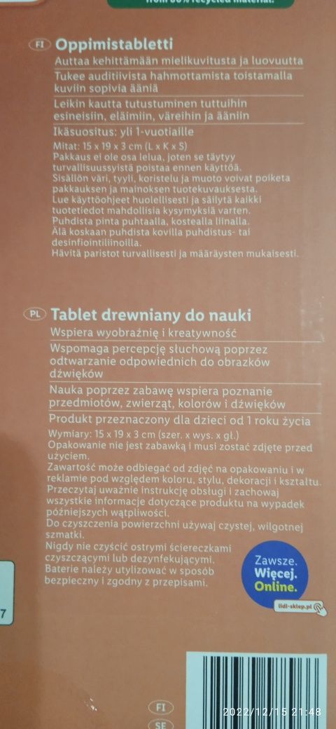 Tablet drewniany  do nauki