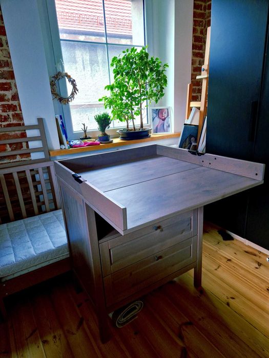 SUNDVIK Łóżeczko dziecięce + Komoda z przewijakiem + GRATIS materac