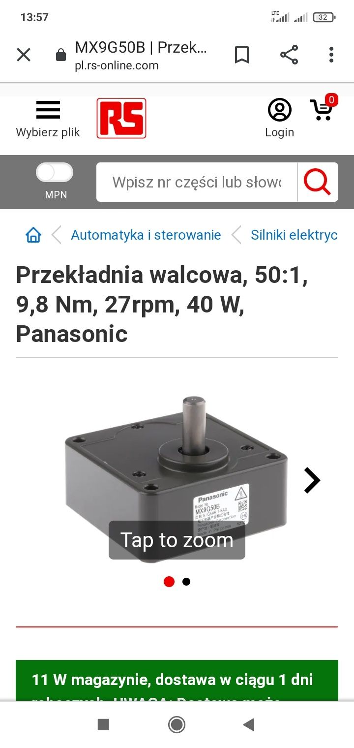 Panasonic przekładnia z silnikiem 27obr