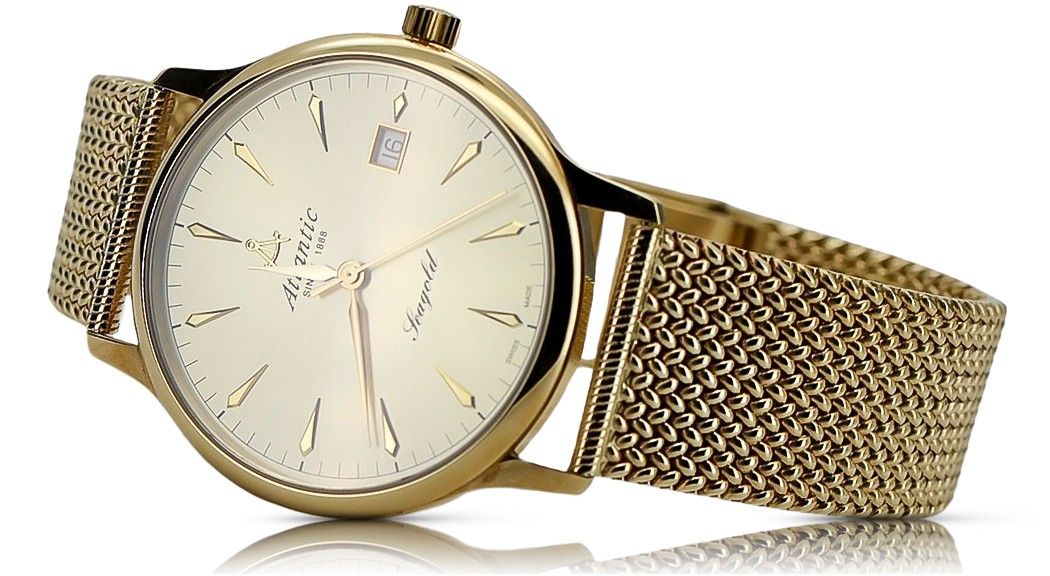 Złoty zegarek Atlantic 14k 585 z bransoletą męski mw003y&mbw014y-WA