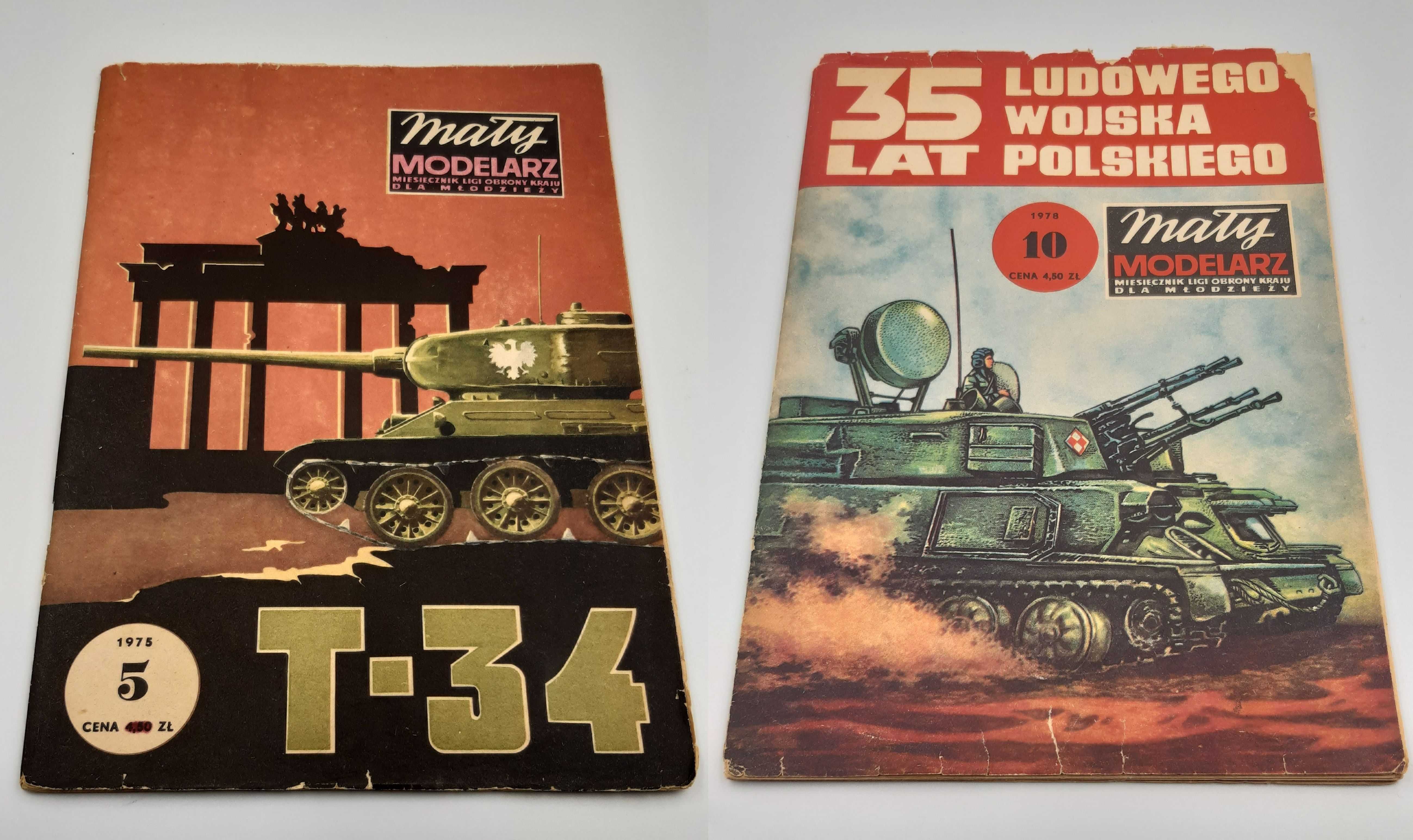 2x Mały Modelarz 5/1975  Czołg T - 34 + 10/1978  działo p-lot ZSU