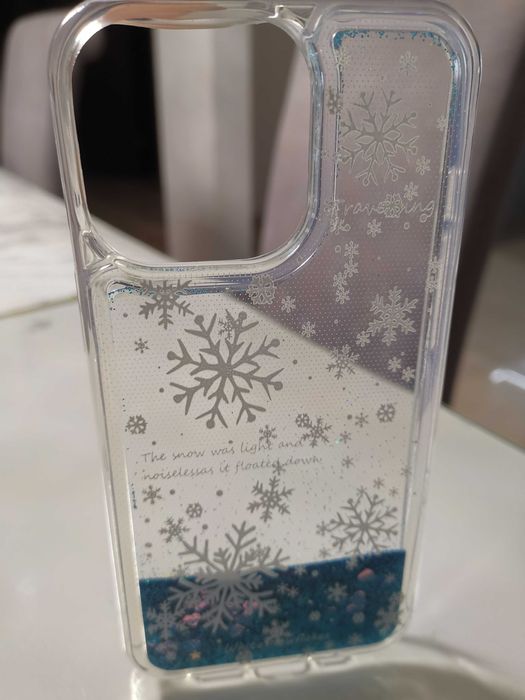 Etui IPhone 13 Pro Nowe motyw śniegu z płynnym brokatem