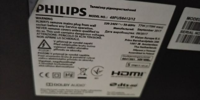 Części  Android  TV Philips 49PUS6412 zasilacz płyta główna głośniki