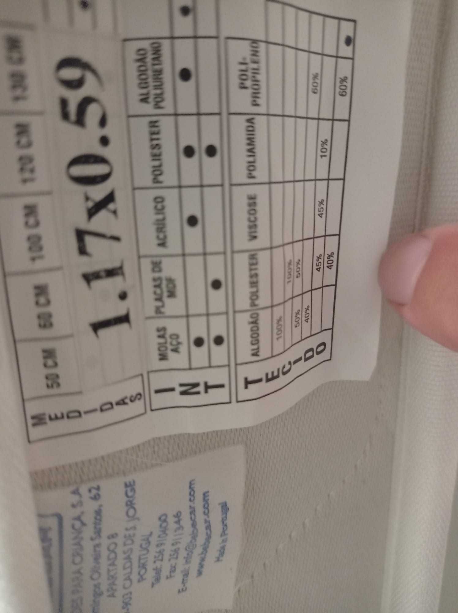 Colchão bastante confortável para o Berço do seu Bebé (120/60)