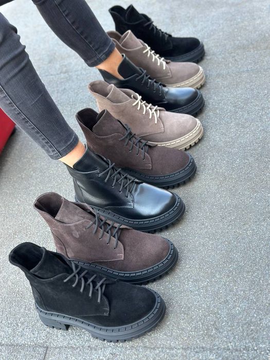 Жіночі шкіряні демісезонні черевики в кольорах