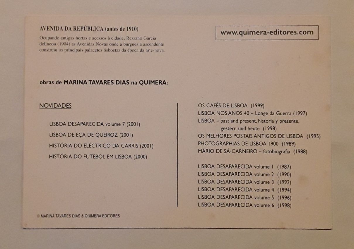 Postal antigo de Lisboa - Avenida Ressano Garcia