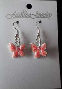 Kolczyki różowe motylki dla dziewczynki