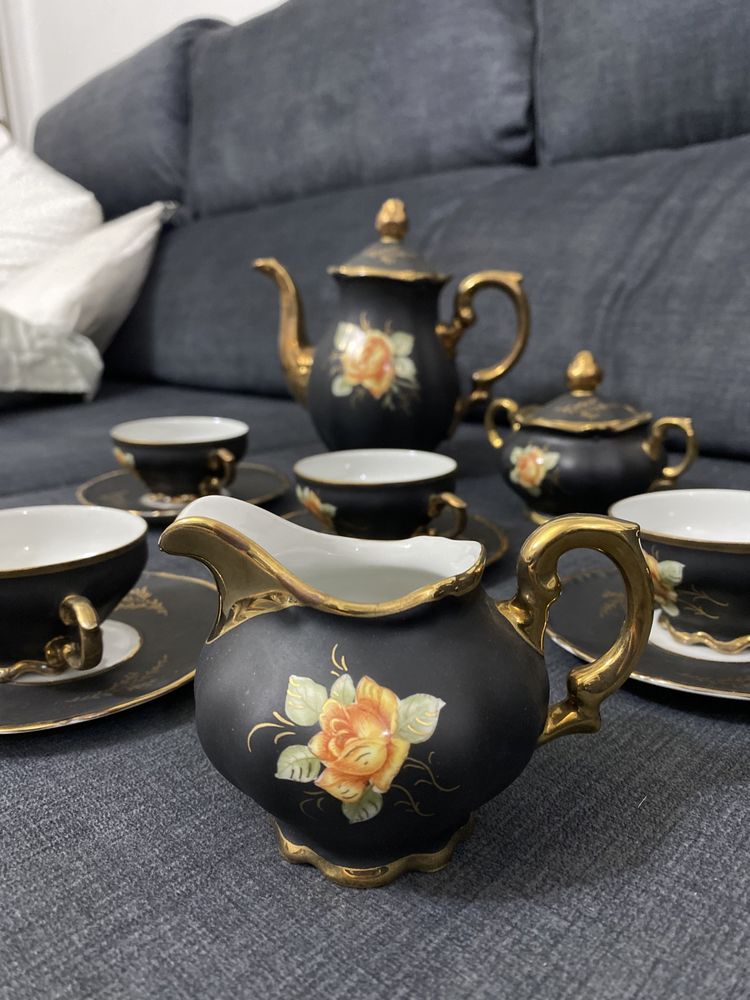 Serviço de chá em porcelana JWK Bavaria em ouro