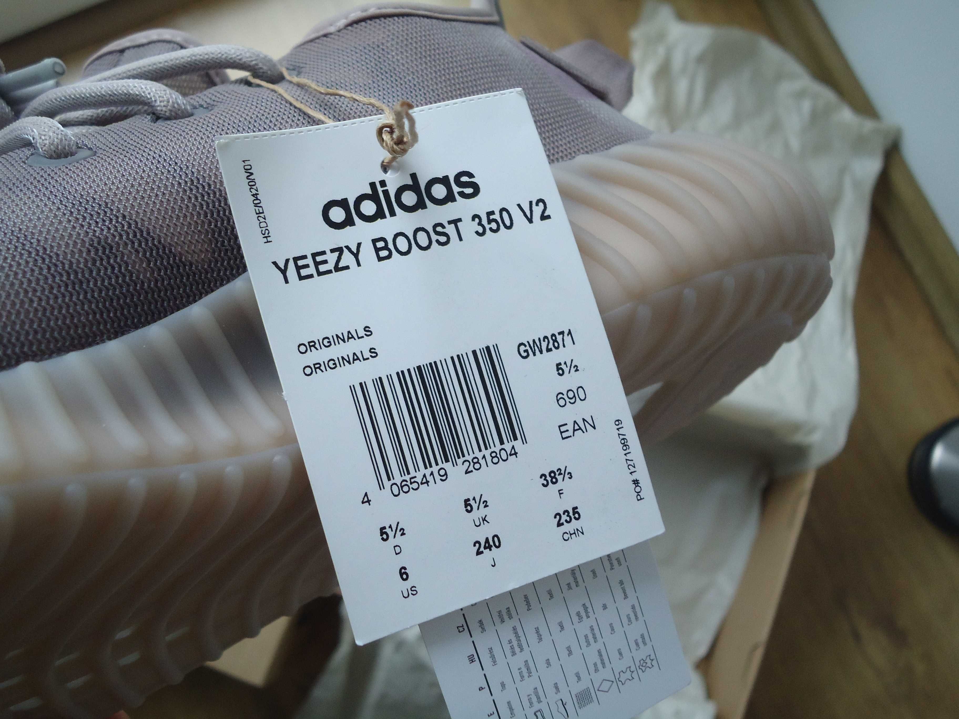 Adidas YEEZY Boost 350 v2 mono mist us6 38 2/3 gw2871