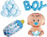 zestaw balony baby shower boy chłopiec niebieskie