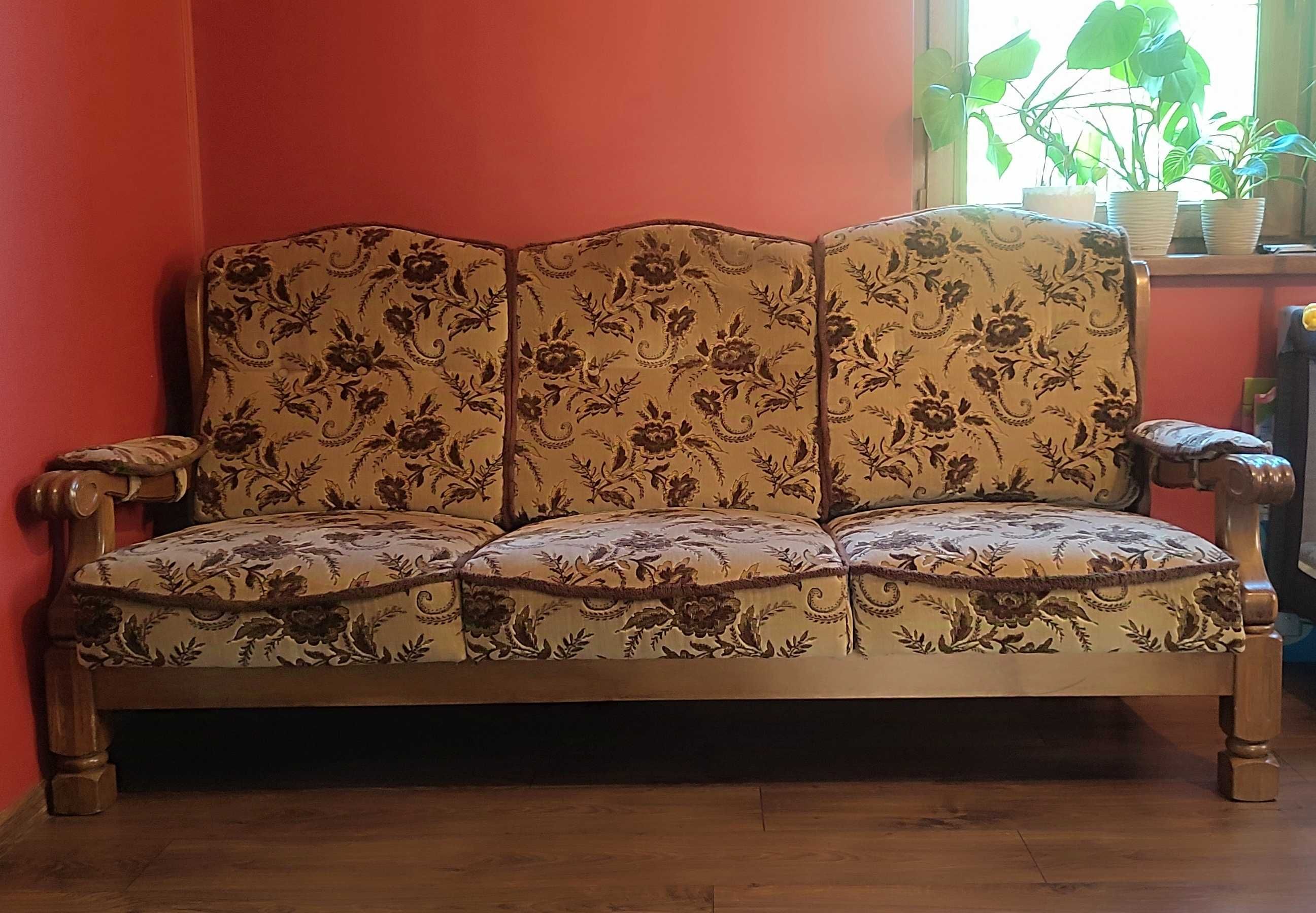 wypoczynek sofa dwa fotele dąb