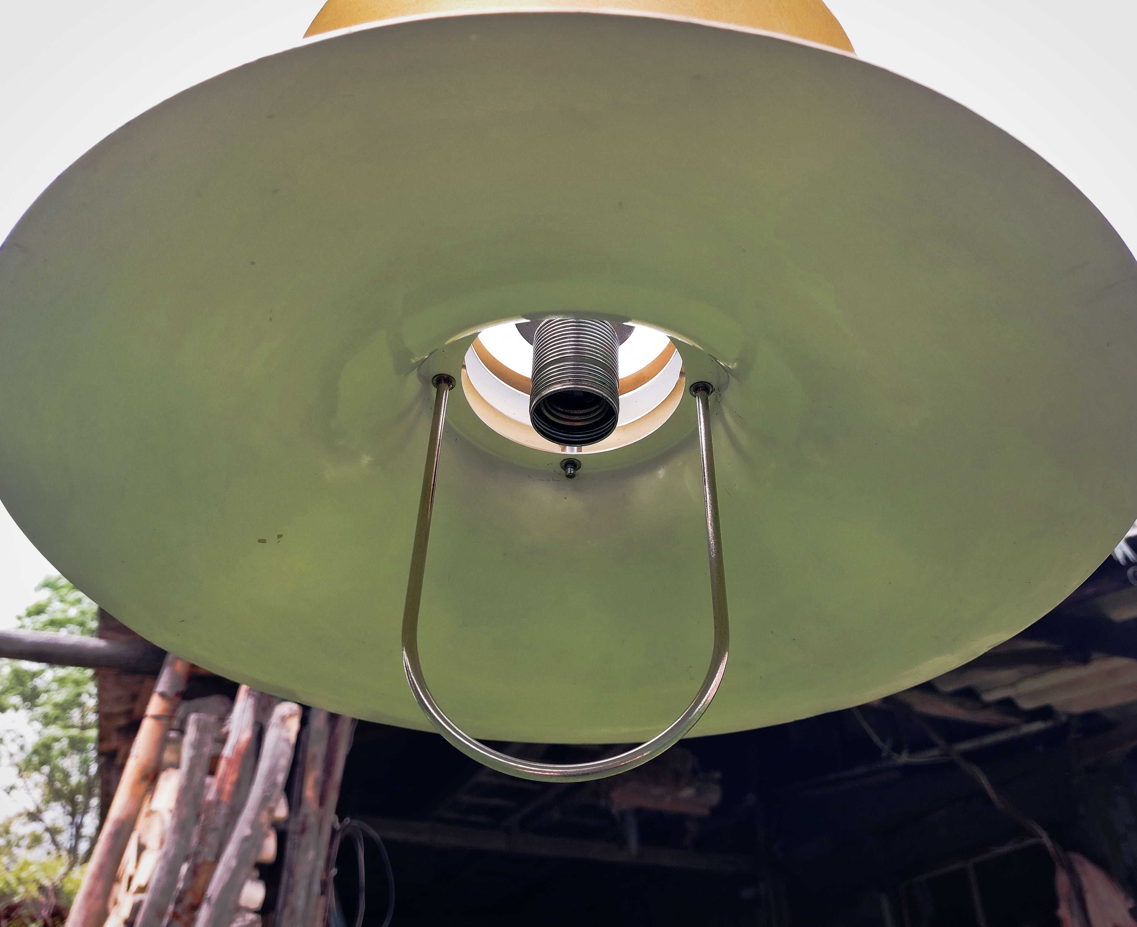 Lampa wisząca Polam Poznań PRL aluminium złocone